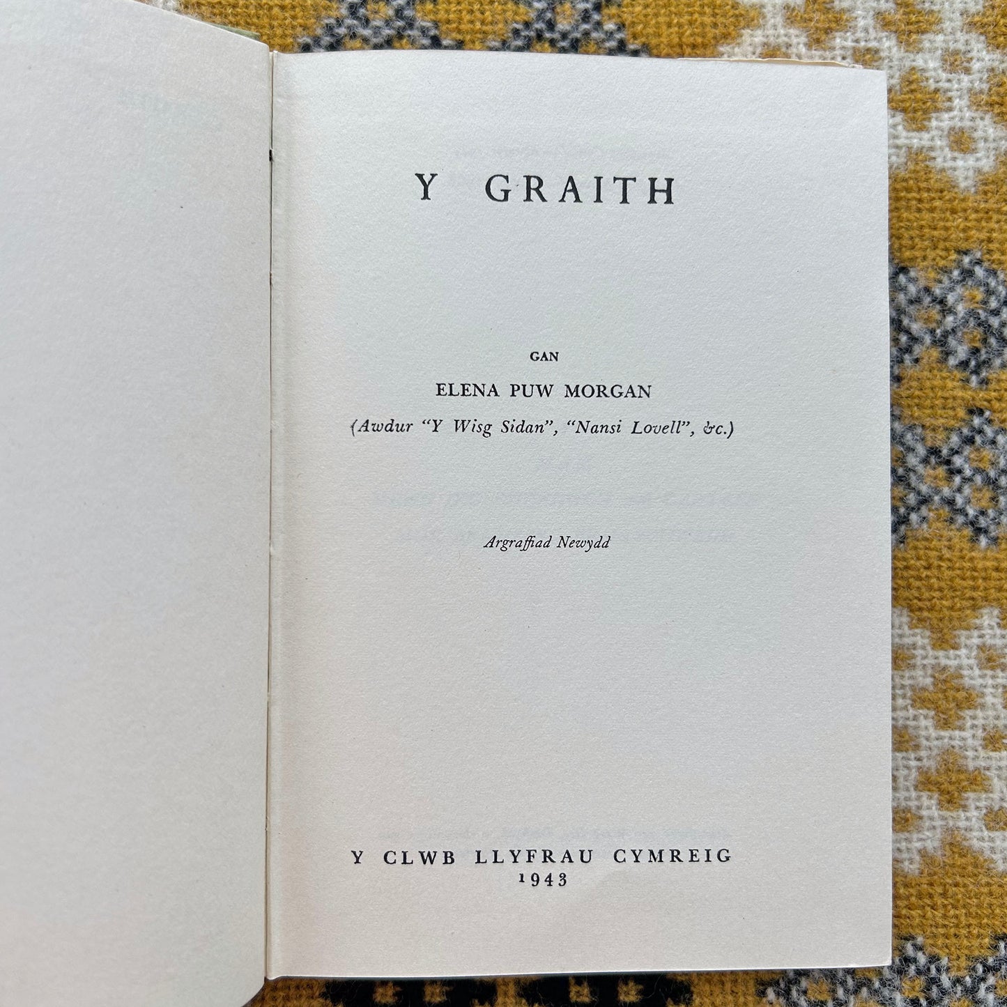 Y Graith - Elena Puw Morgan - 1968 (Preloved)