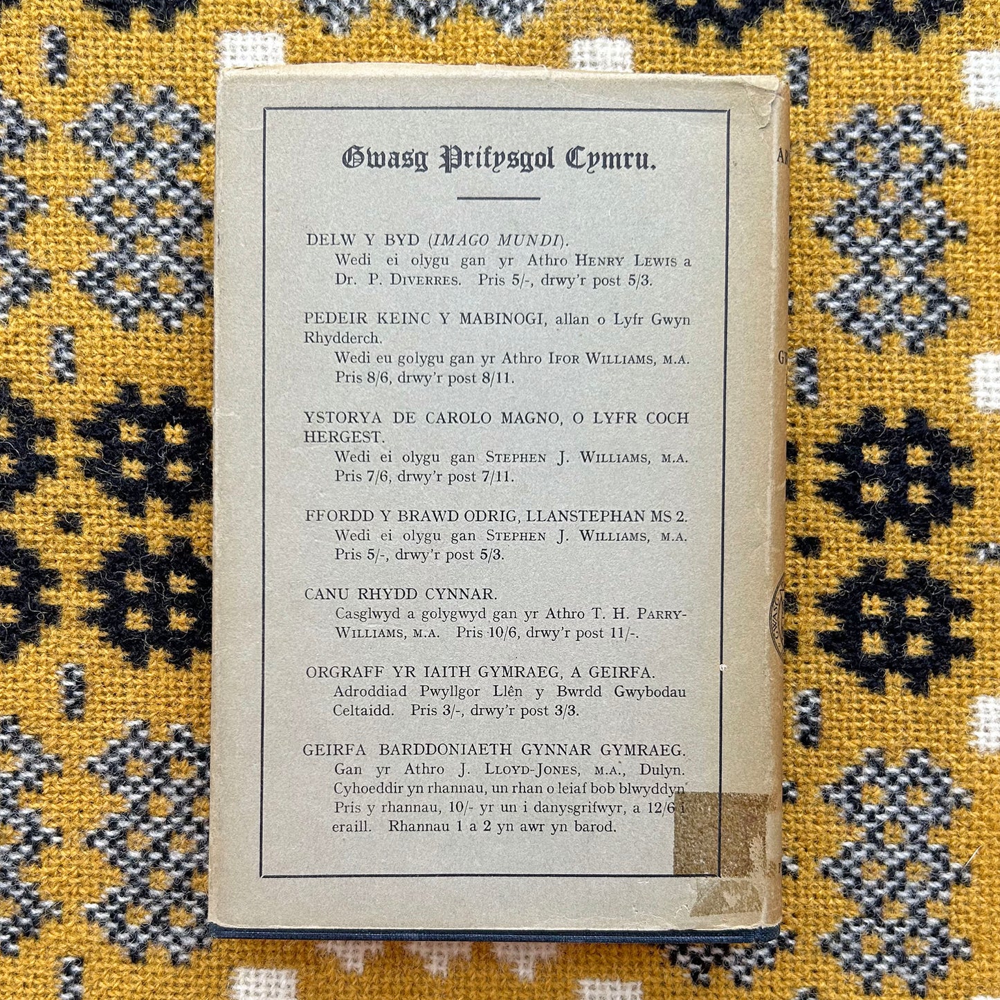 Yr Areithiau Pros - D Gwenallt Jones - 1934 (Preloved)