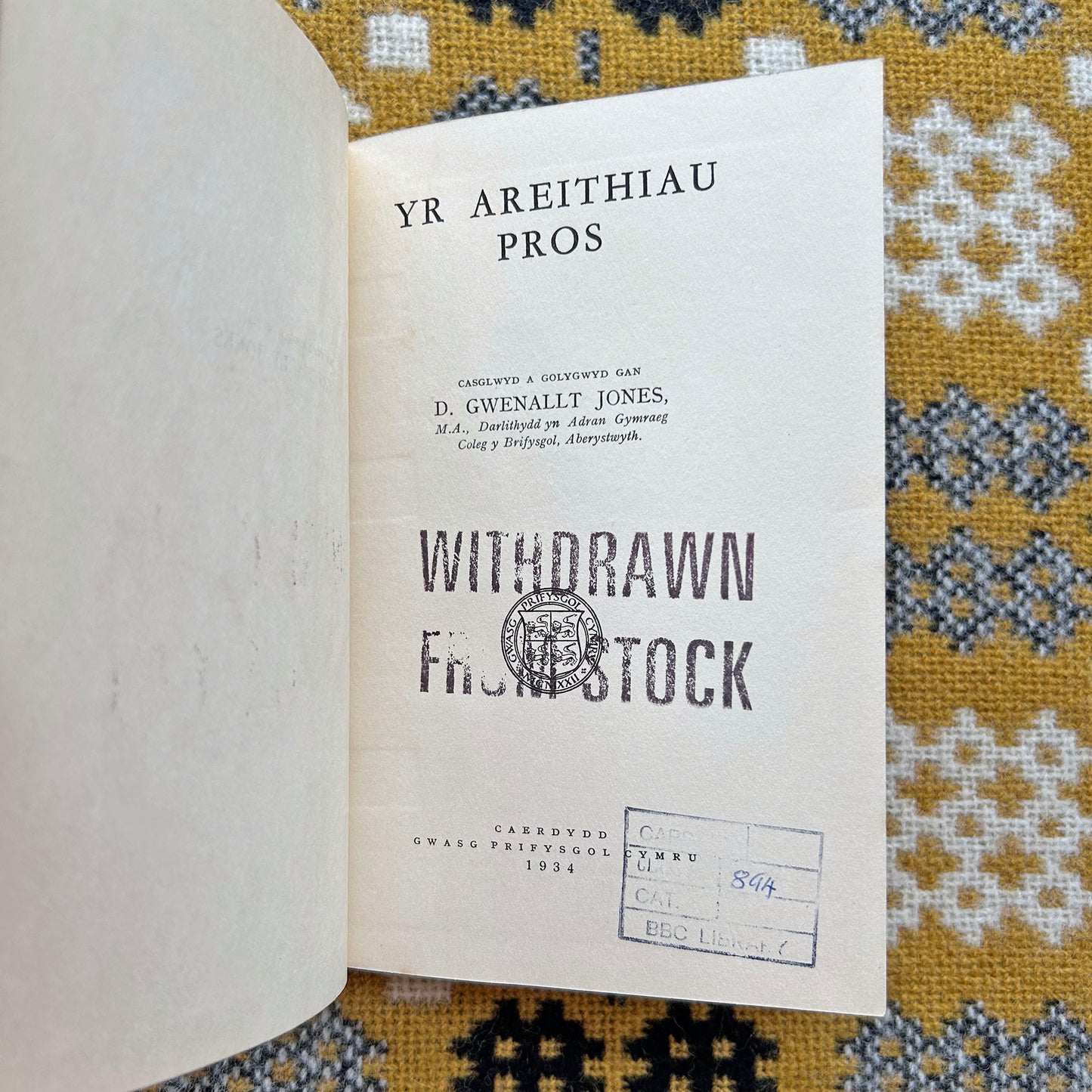 Yr Areithiau Pros - D Gwenallt Jones - 1934 (Preloved)