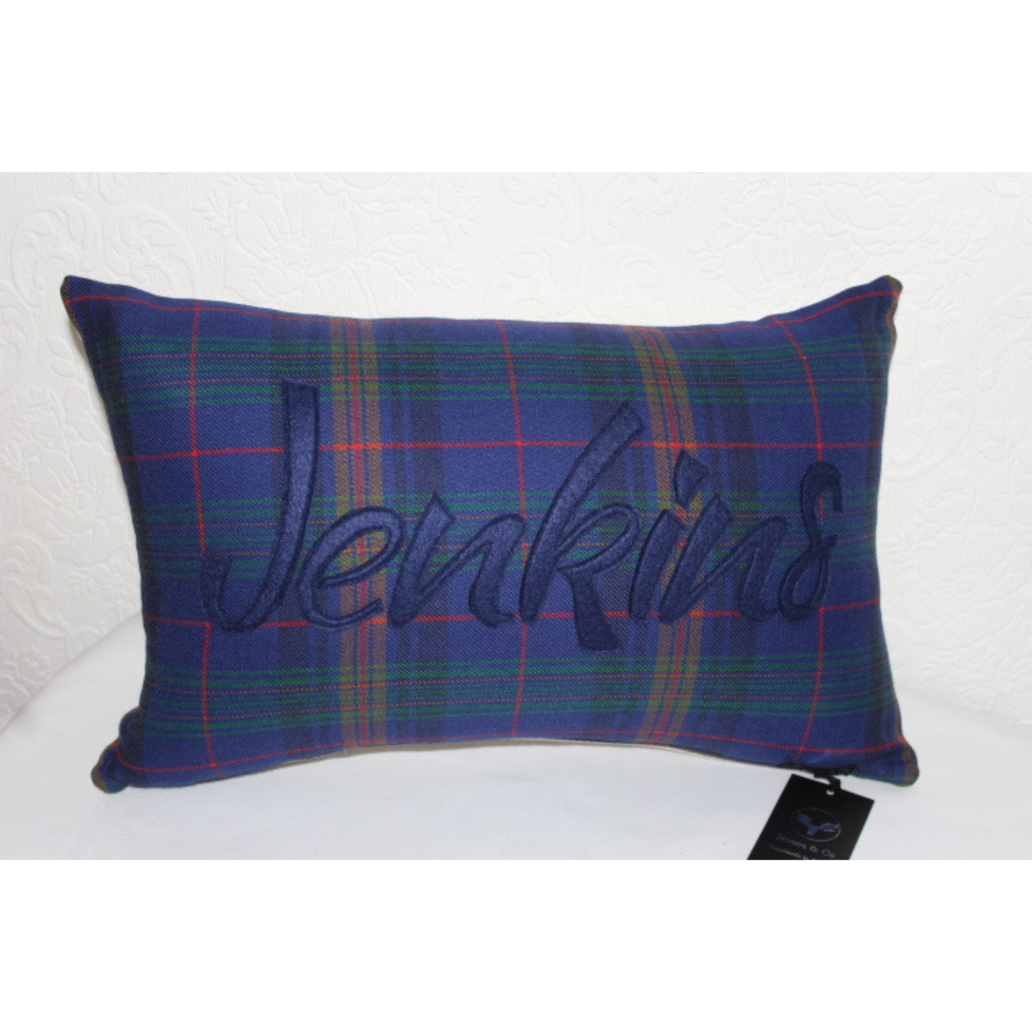 Cushion - Welsh Clan Tartan Wool - Your Surname - Personalised - Oblong