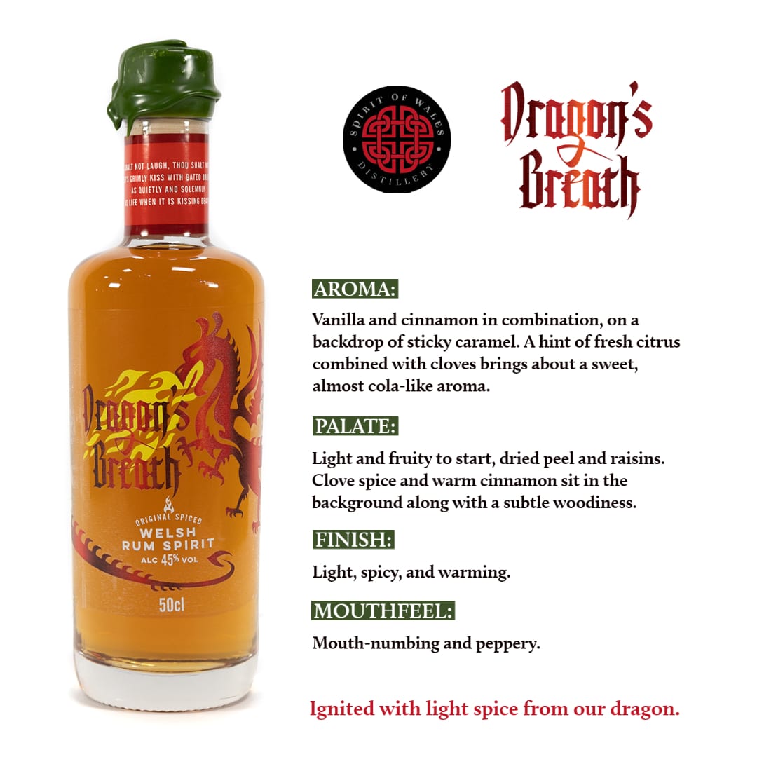 Spiced Rum - Dragon's Breath - 50cl - Spirit of Wales (UK Postage Included)