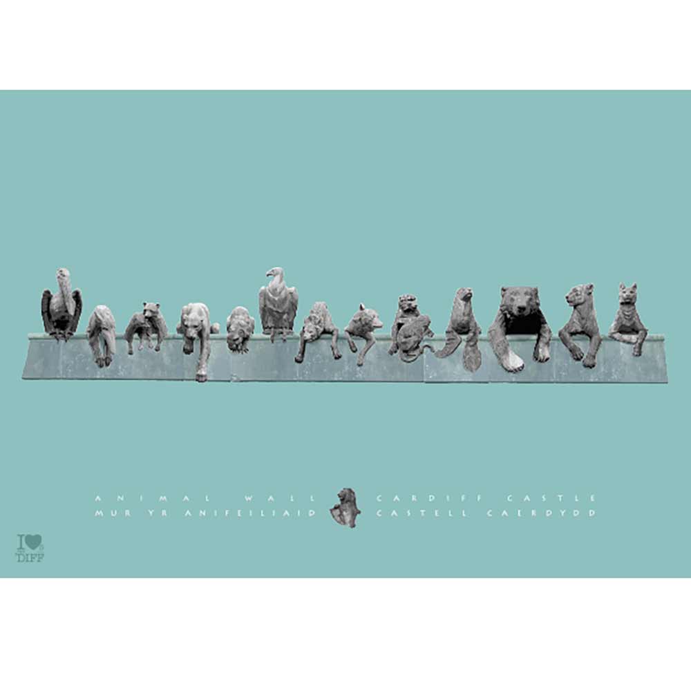 Print / Poster - Cardiff Castle Animal Wall - A3