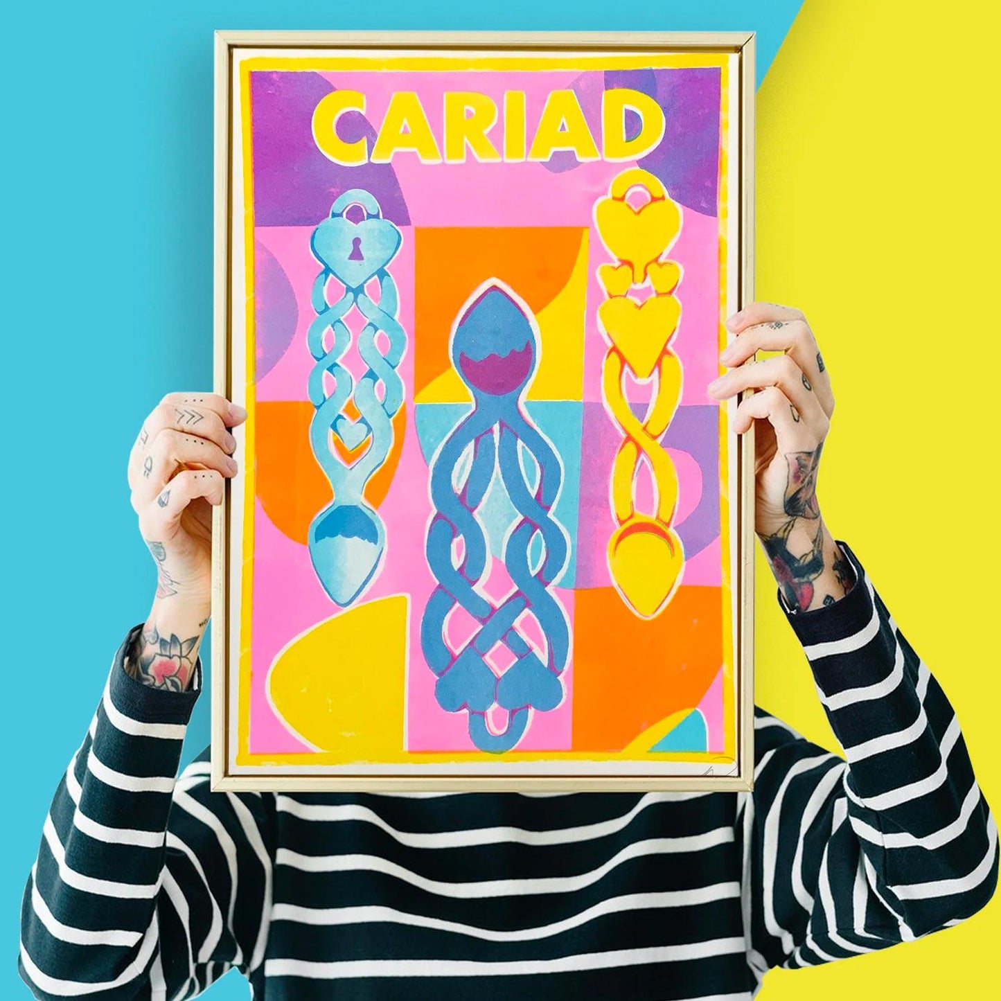 Print - Risograph - Cariad / Love - Lovespoons - A3