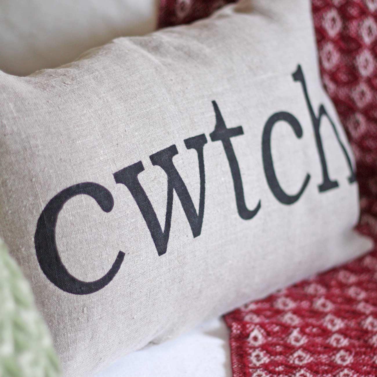 Cushion Cover - Welsh - Cwtch - Linen