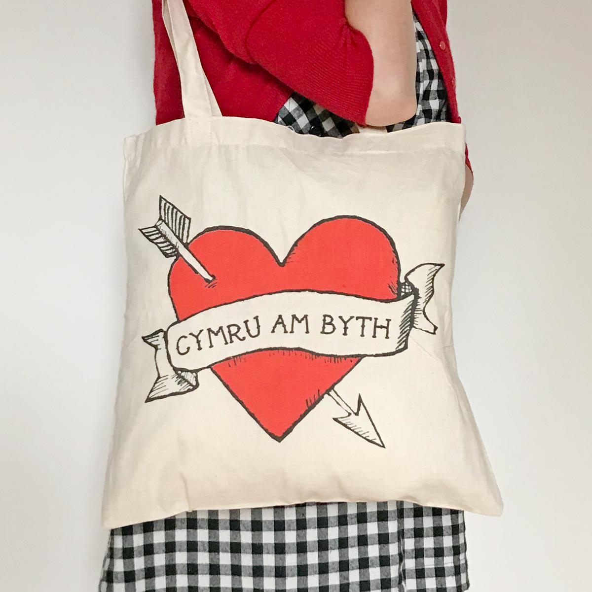 Bag / Tote - Heart - Cymru am Byth - Wales Forever
