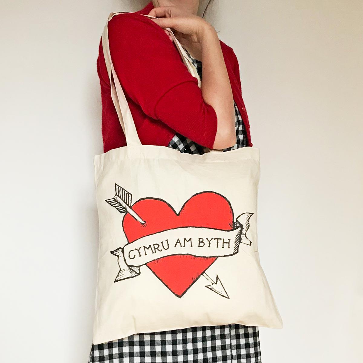 Bag / Tote - Heart - Cymru am Byth - Wales Forever