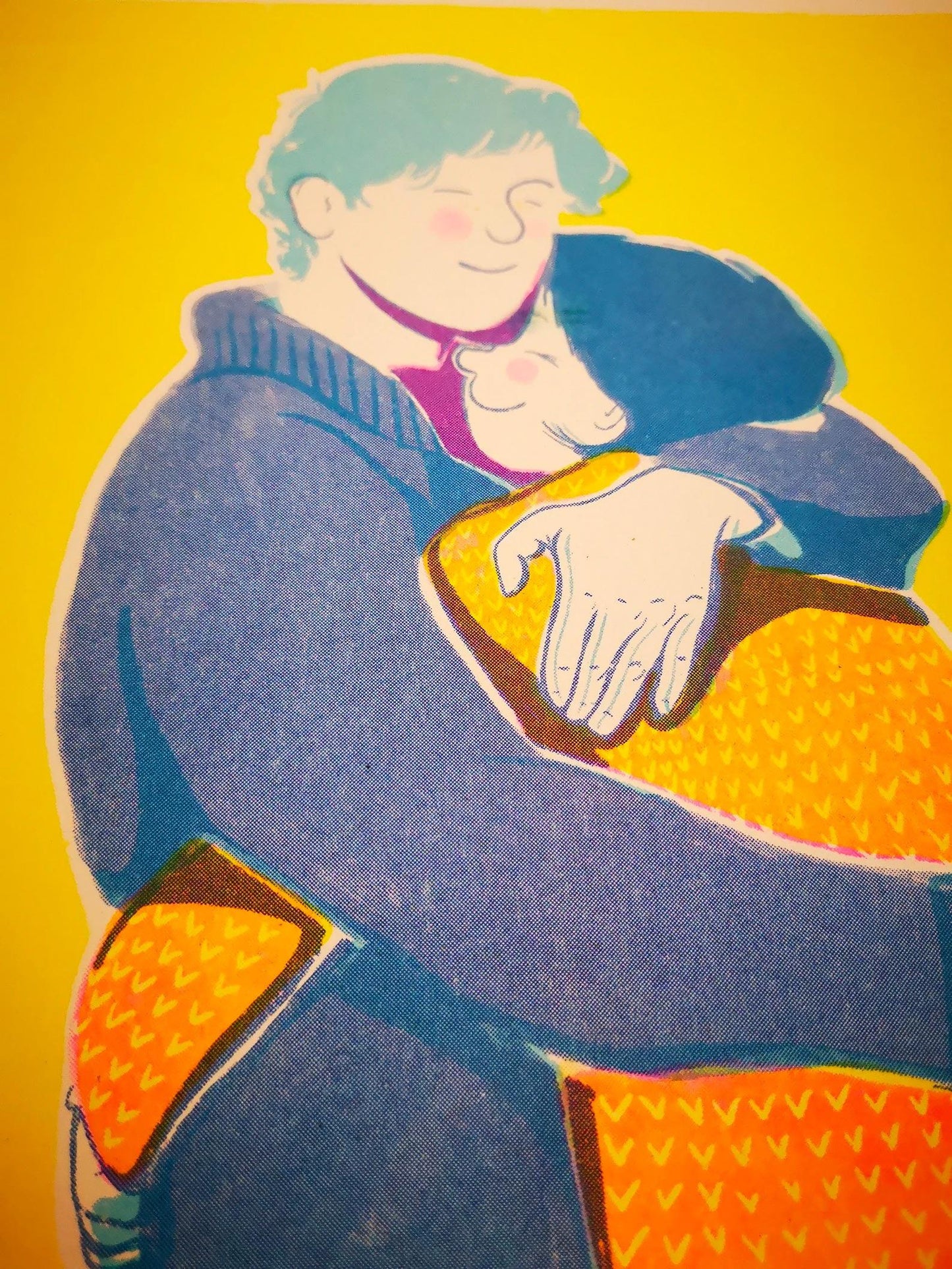 Print - Risograph - Give us a Cwtch / Cuddle - A3