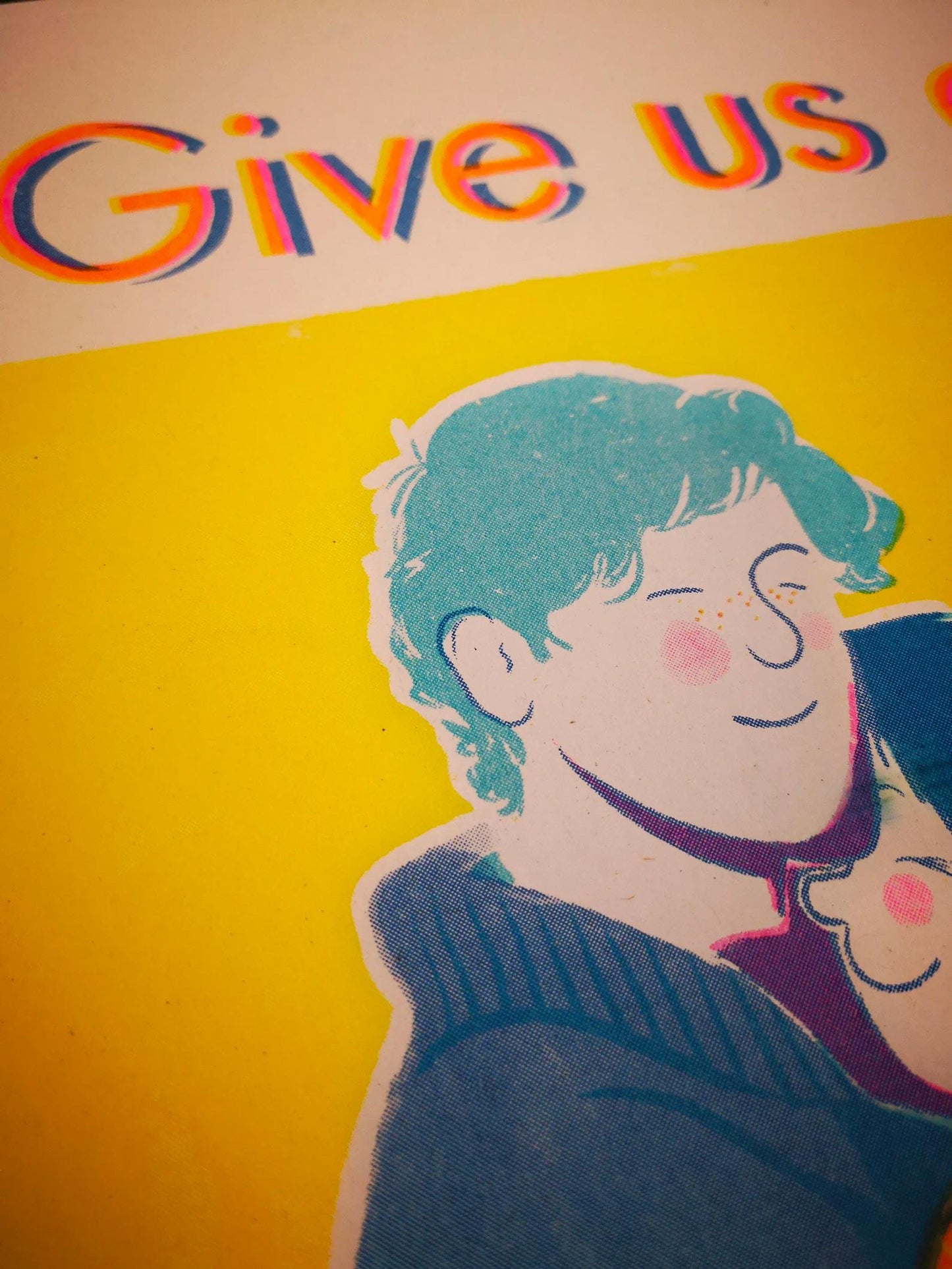 Print - Risograph - Give us a Cwtch / Cuddle - A3