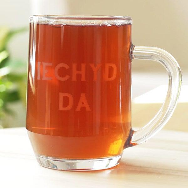 Pint / Beer Glass Tankard - Iechyd Da - Good Health