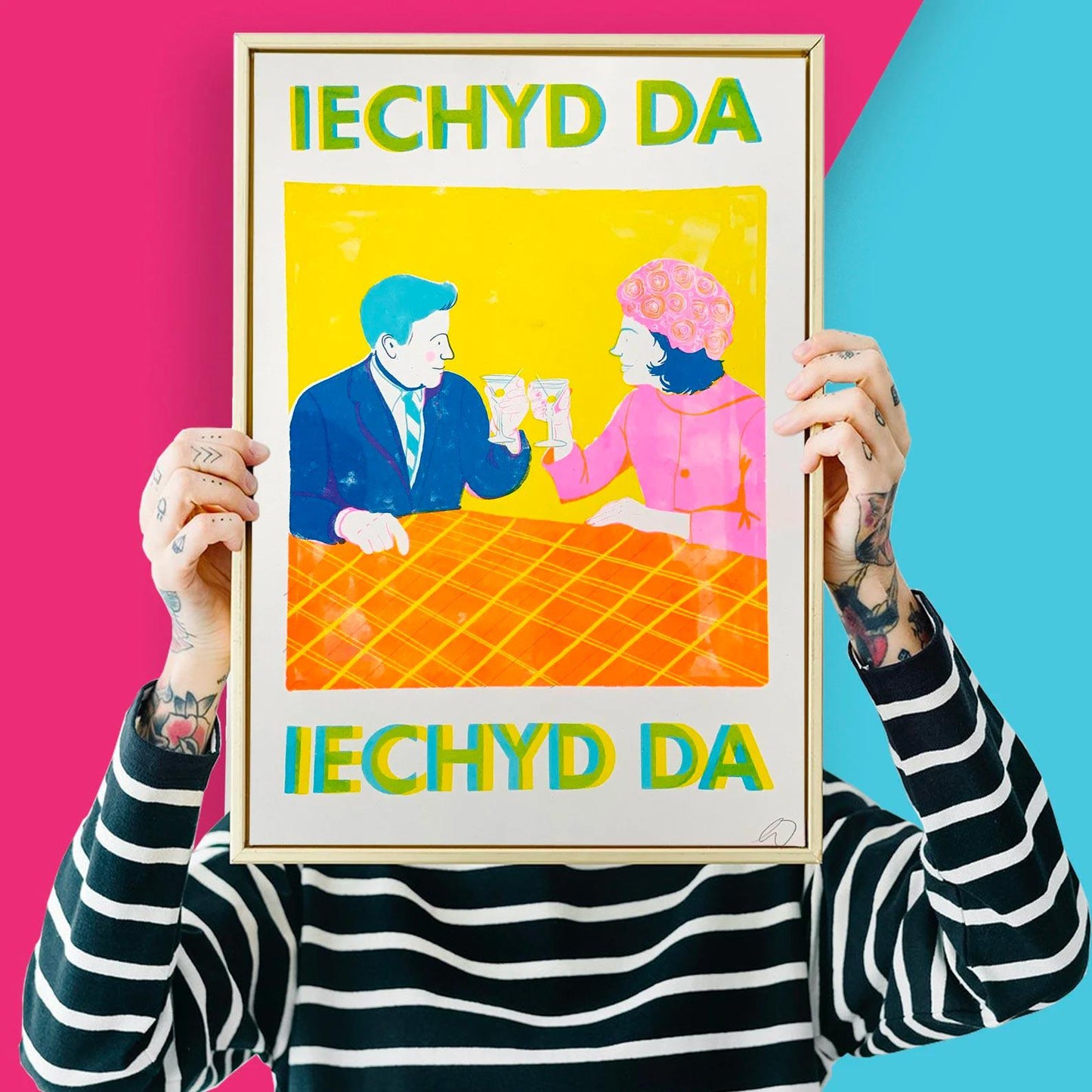 Print - Risograph - Iechyd Da / Cheers / Good Health - A3