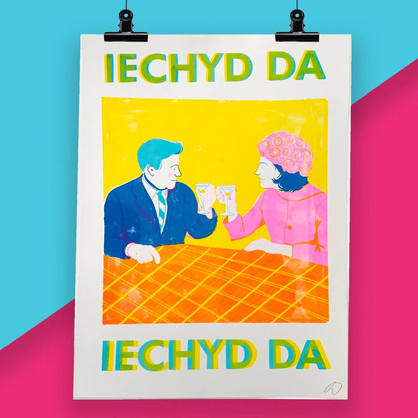 Print - Risograph - Iechyd Da / Cheers / Good Health - A3