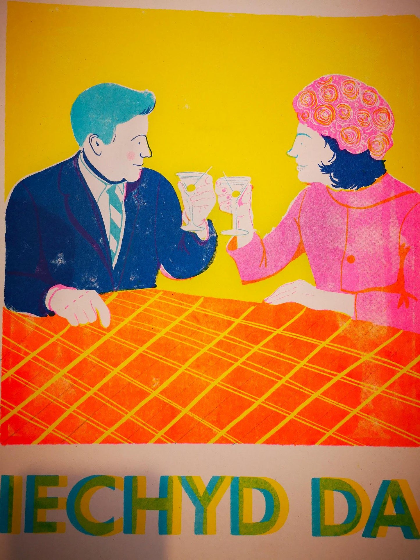 Print - Risograph - Iechyd Da / Cheers / Good Health - A3