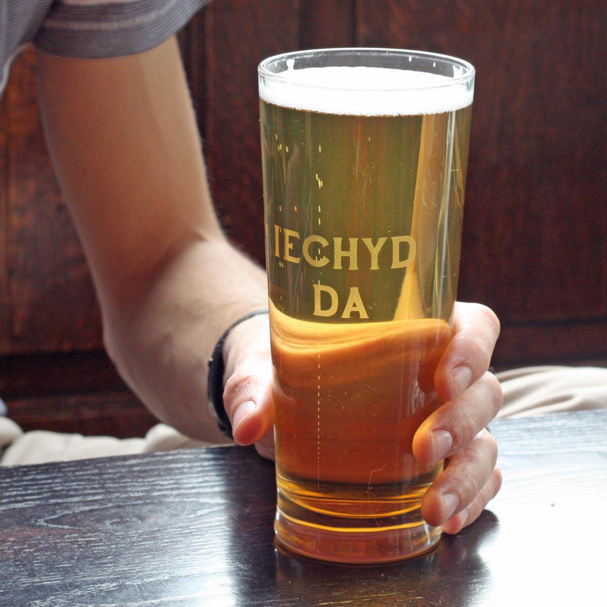 Pint / Beer Glass - Iechyd Da - Good Health - NEW