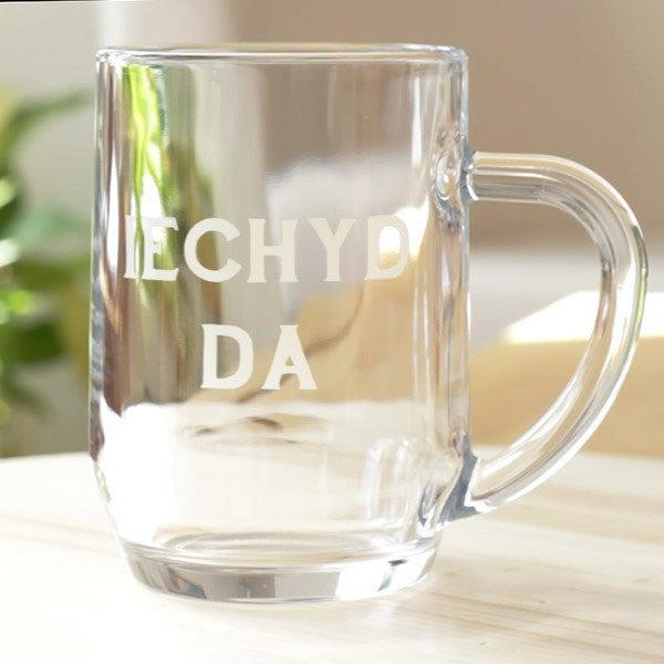 Pint / Beer Glass Tankard - Iechyd Da - Good Health