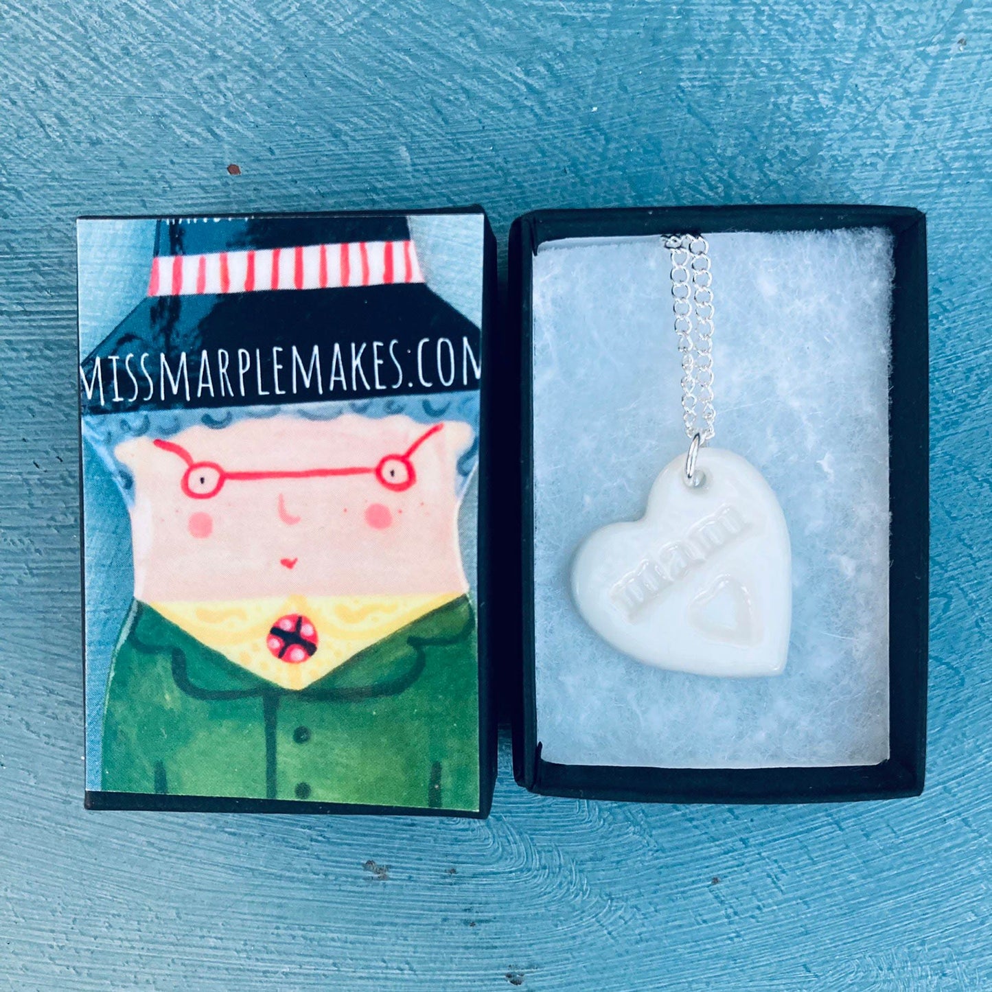 Necklace - Heart Pendant - Ceramic / Porcelain - Mam