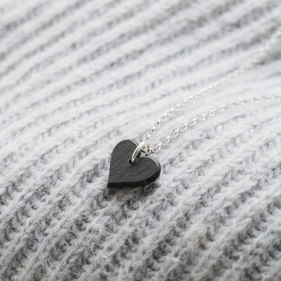 Necklace - Welsh Slate - Natural - Textured Heart