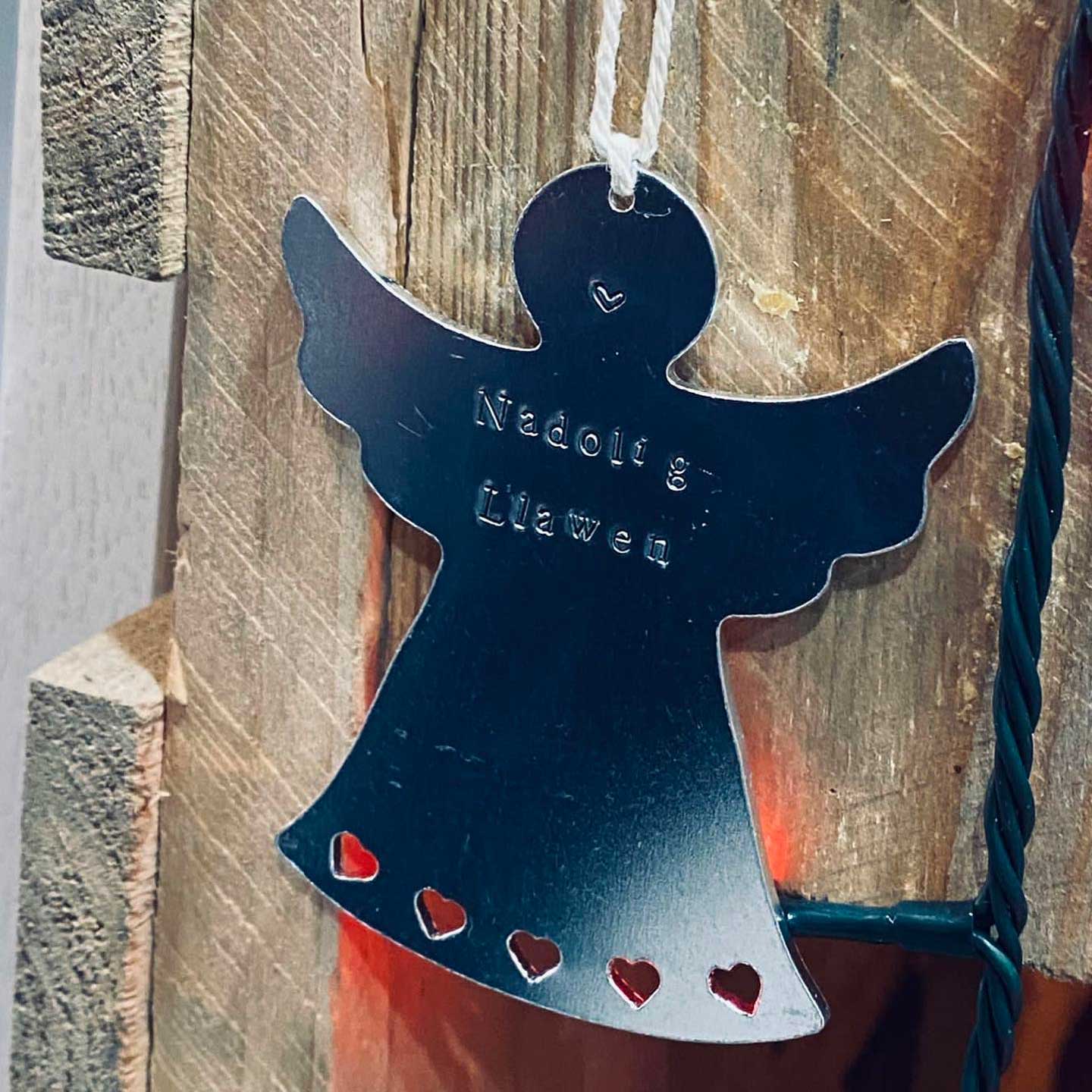 Christmas Decoration - Hand-stamped Aluminium - Personalised - Angel