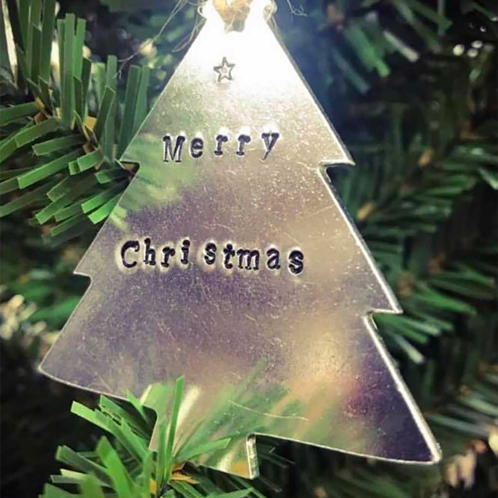 Christmas Decoration - Hand-stamped Aluminium - Personalised - Tree