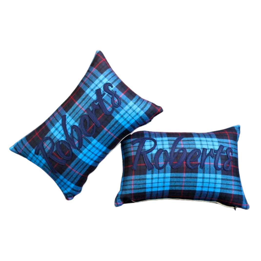 Cushion - Welsh Clan Tartan Wool - Your Surname - Personalised - Oblong