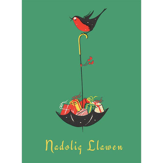 Card - Nadolig Llawen - Robin Gifts - Green