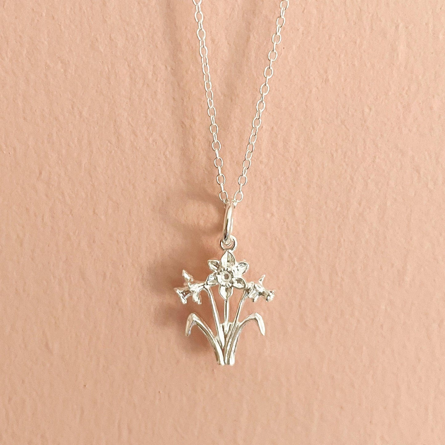Necklace - Sterling Silver - Welsh Daffodils - 16" Chain