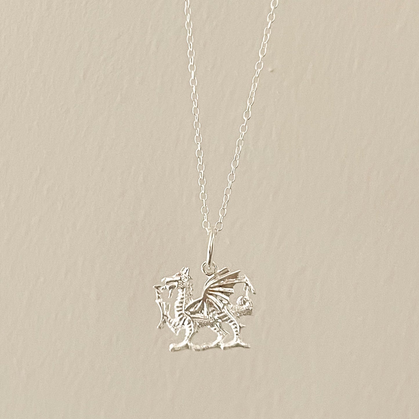 Necklace - Sterling Silver - Welsh Dragon - 16" Chain