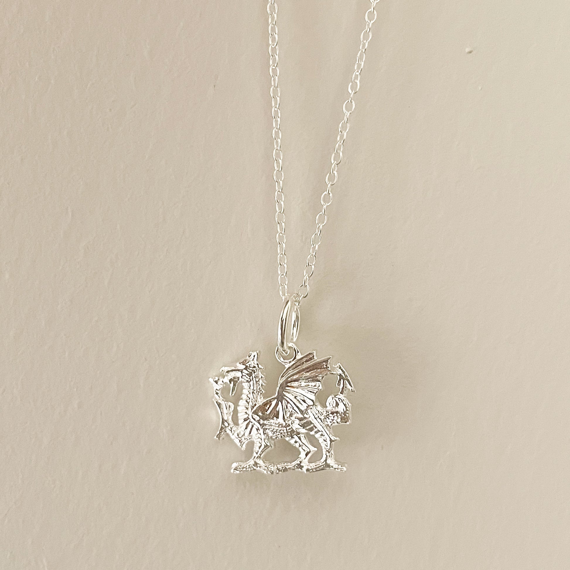 Necklace - Sterling Silver - Welsh Dragon - 16" Chain