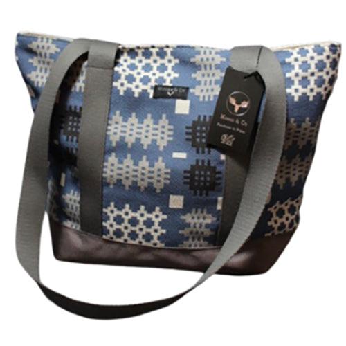 Shoulder Bag - Welsh Tapestry Print - Cobalt