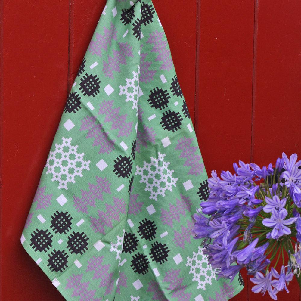 Tea Towel - Welsh Tapestry Print - Green