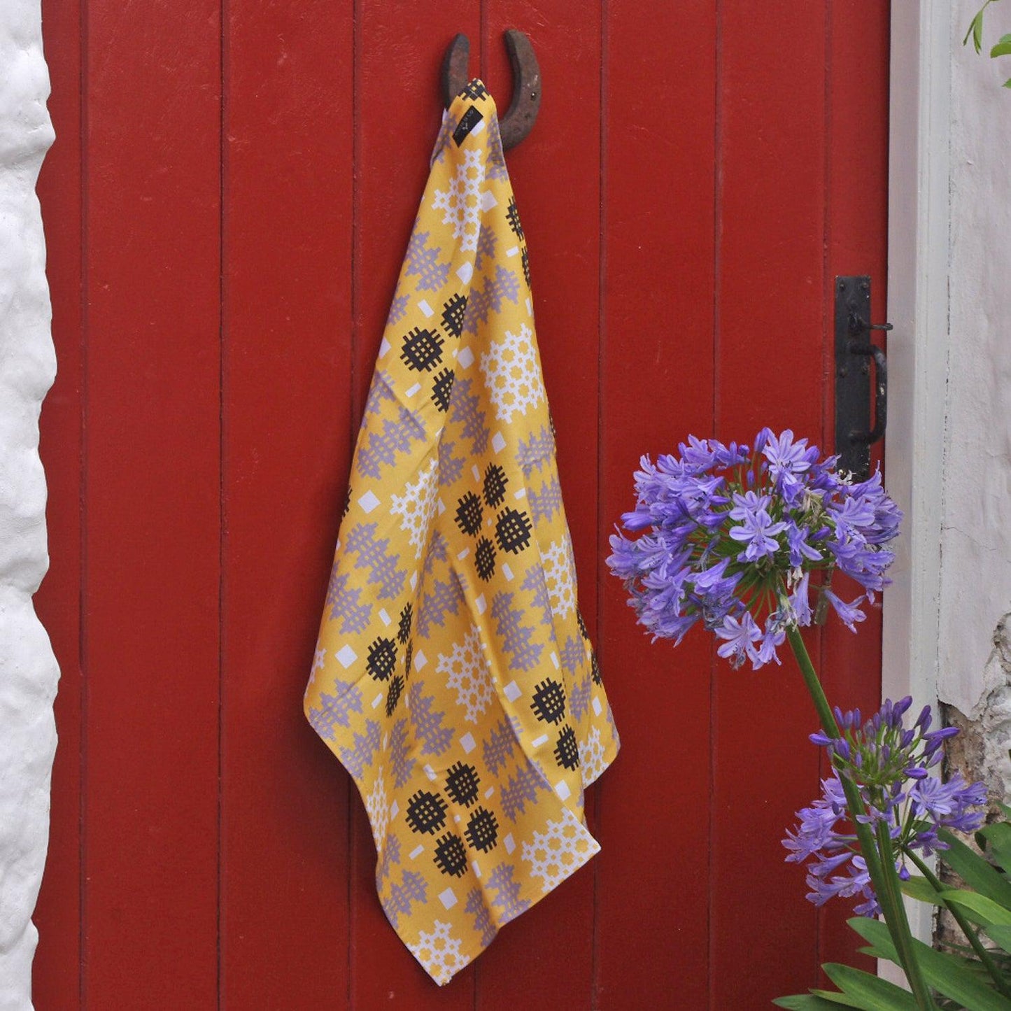 Tea Towel - Welsh Tapestry Print - Mustard Yellow