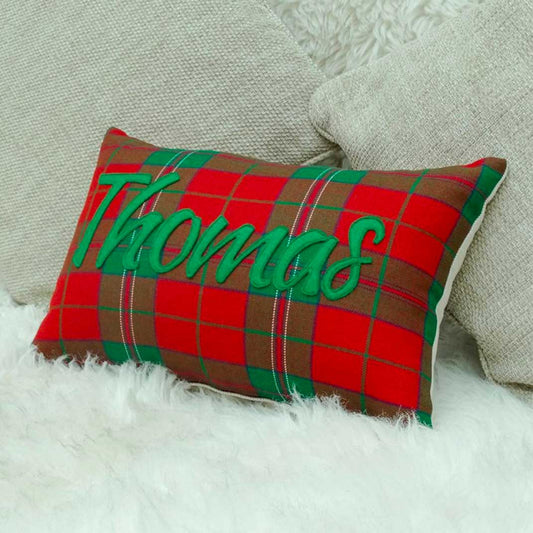 Cushion - Welsh Clan Tartan Wool - Your Surname - Personalised - Oblong