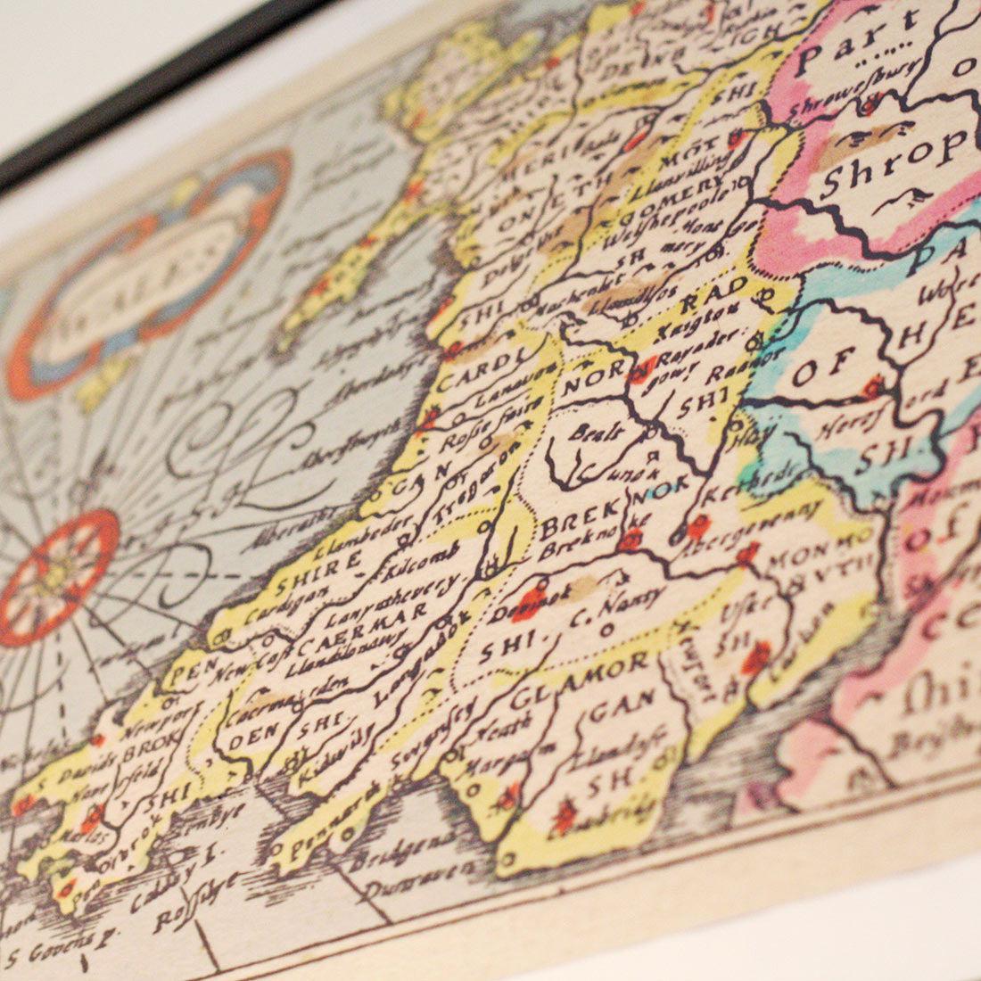 Poster / Print - Vintage Welsh Map - Wales / Cymru