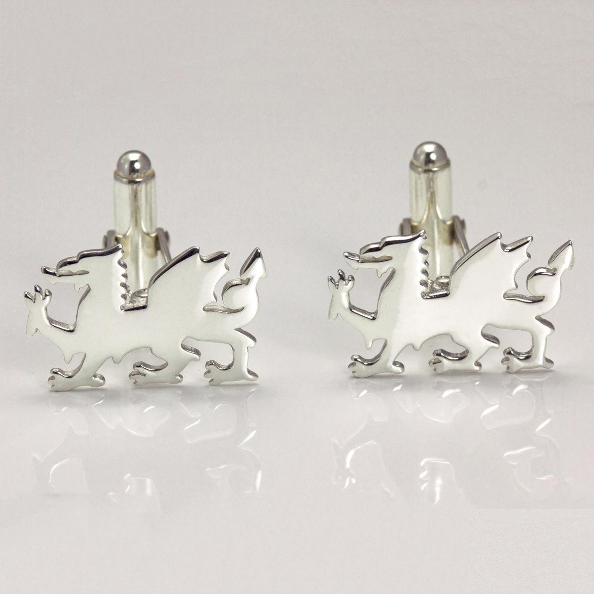 Cufflinks - Welsh Dragon - Sterling Silver or Gold Plated