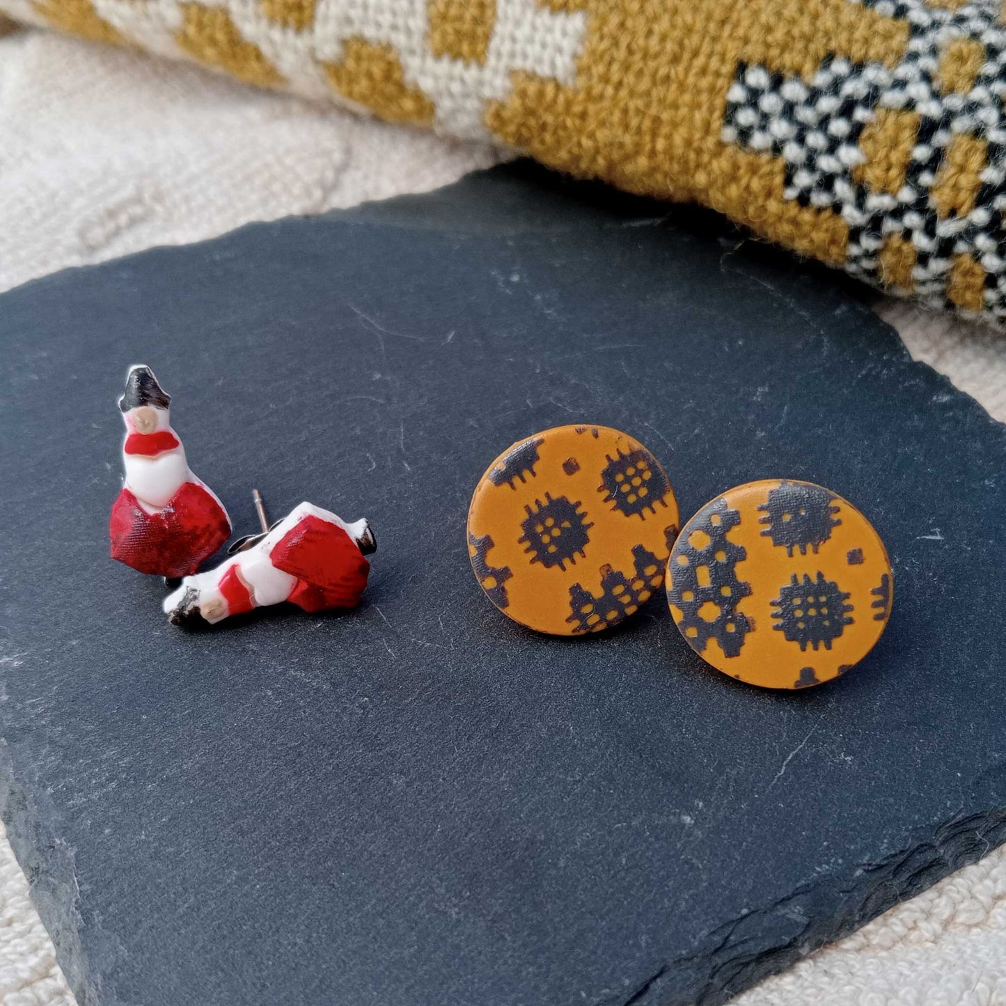 Earrings - Welsh Tapestry and Welsh Lady - Set of Two