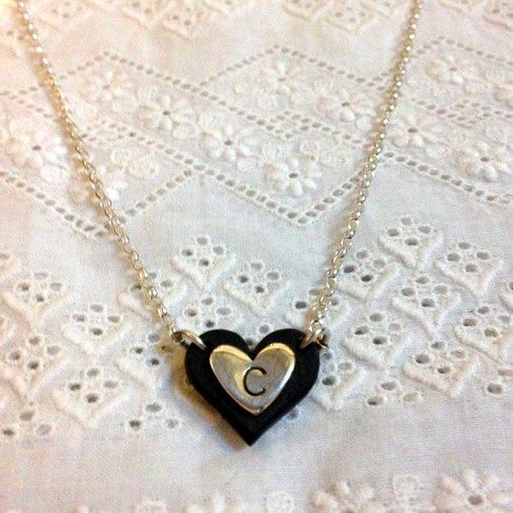 Necklace - Welsh Slate - Small Initial Heart