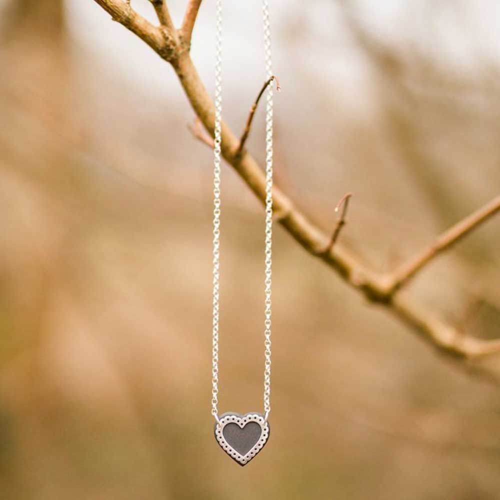 Necklace - Welsh Slate - Lace Heart