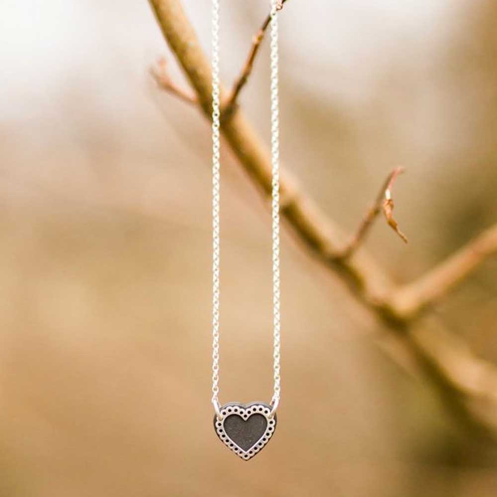 Necklace - Welsh Slate - Lace Heart