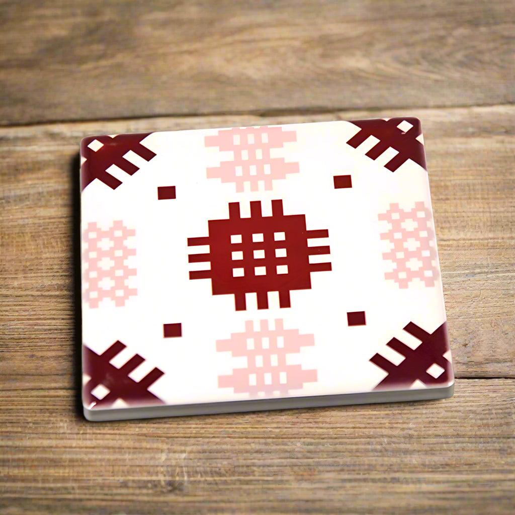 Coaster - Ceramic - Welsh Tapestry - Pink