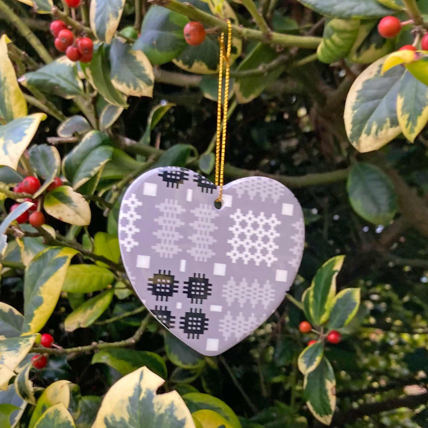 Heart Decoration - Welsh Tapestry Print - Various Colours