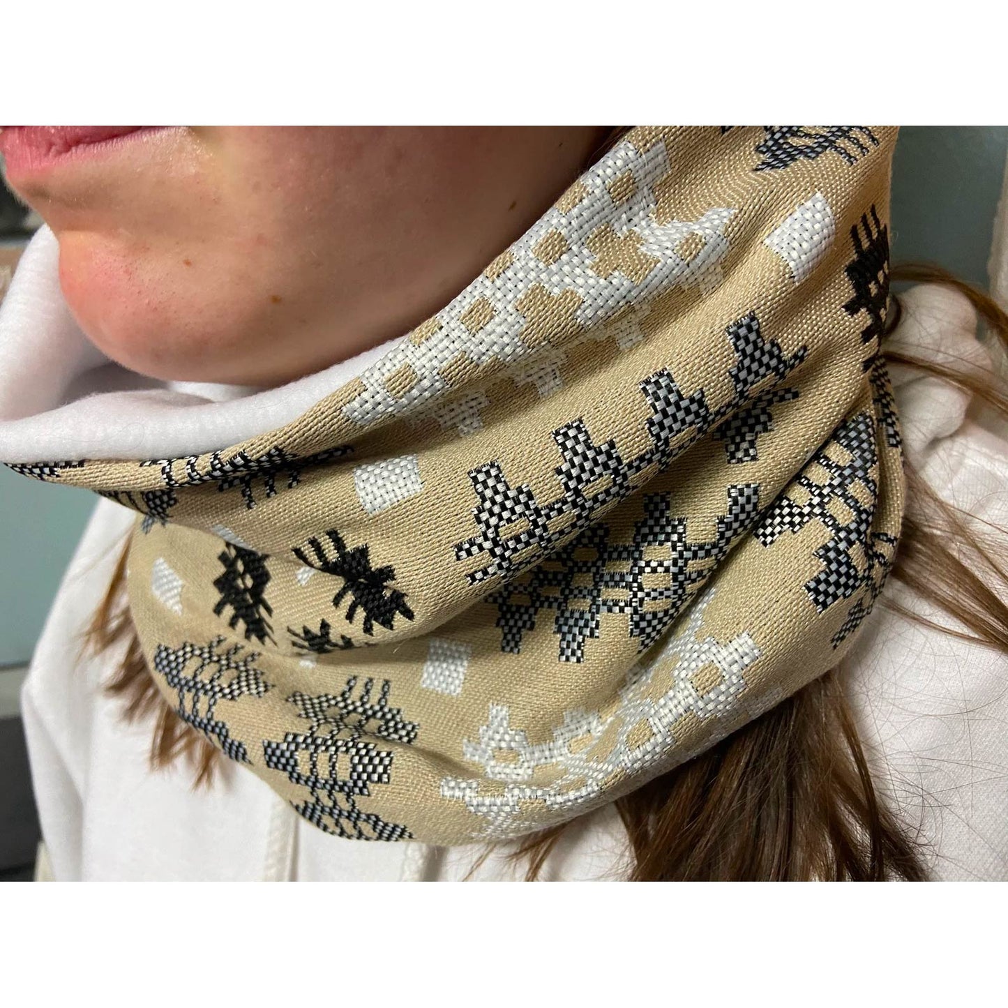 Snood / Scarf - Welsh Tapestry Print - Beige