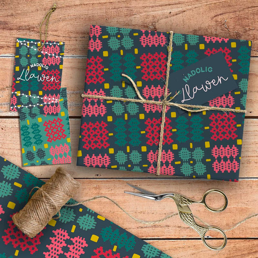 Wrapping Paper Sheets and Tags Set - Welsh Tapestry