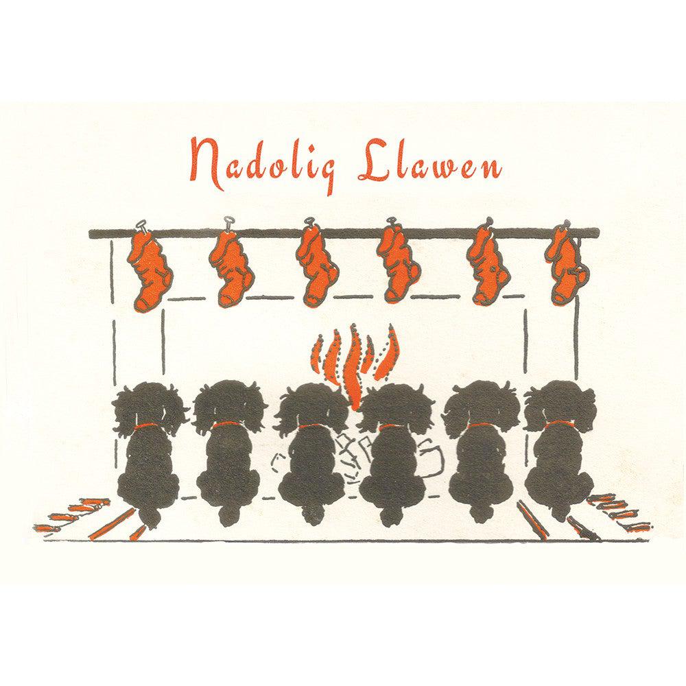 Card - Nadolig Llawen - Chrismas Puppies