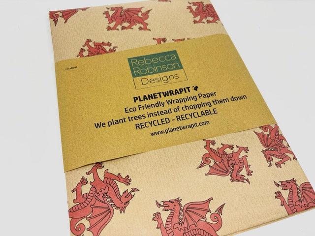 Wrapping Paper / Gift Wrap - 100% Recycled - Welsh Dragon