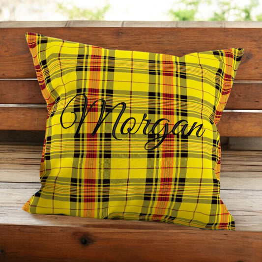 Cushion - Welsh Clan Tartan Wool - Your Surname - Square (Embroidered)