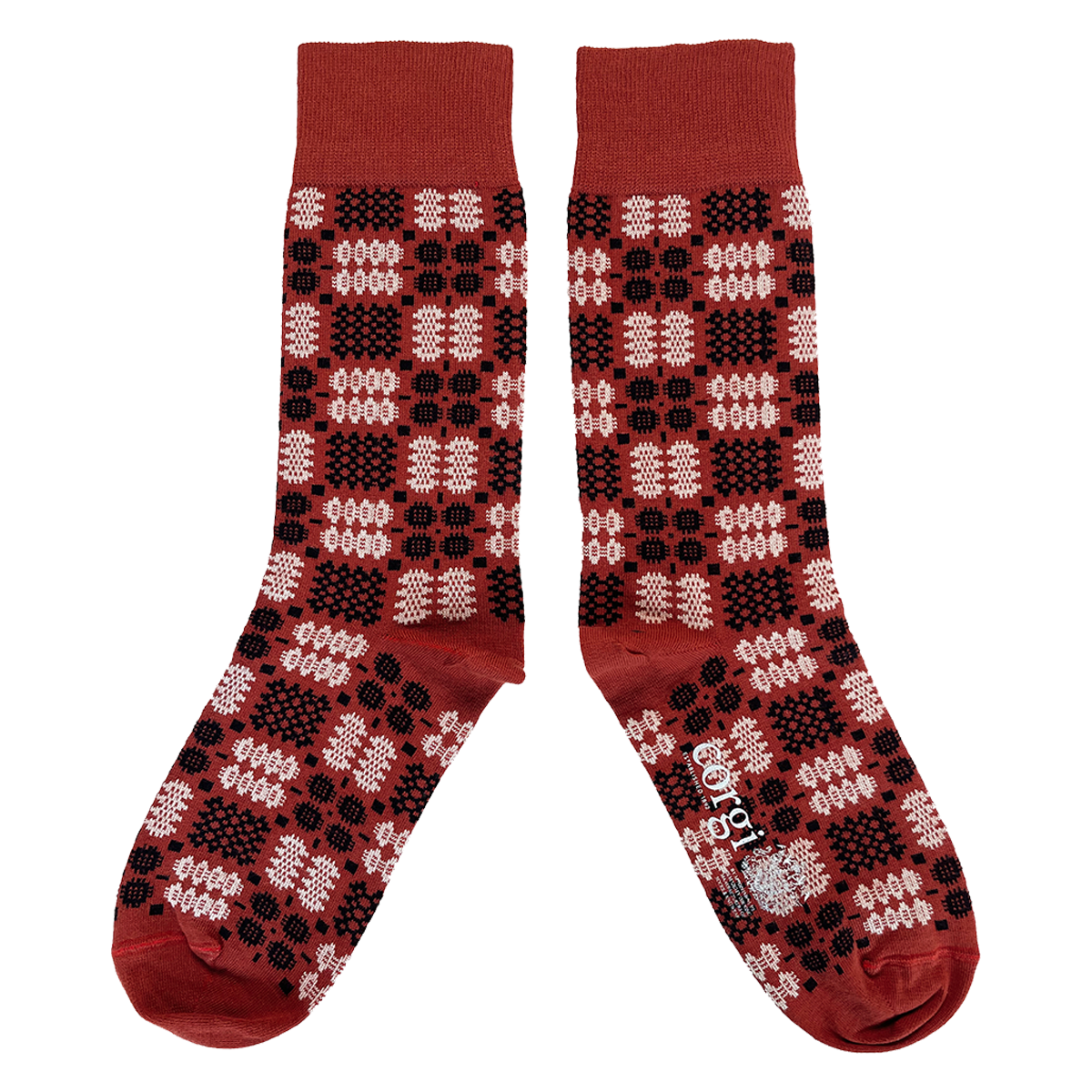 Socks - Mabli Carthen / Welsh Tapestry - Adults Unisex - Victorian Red