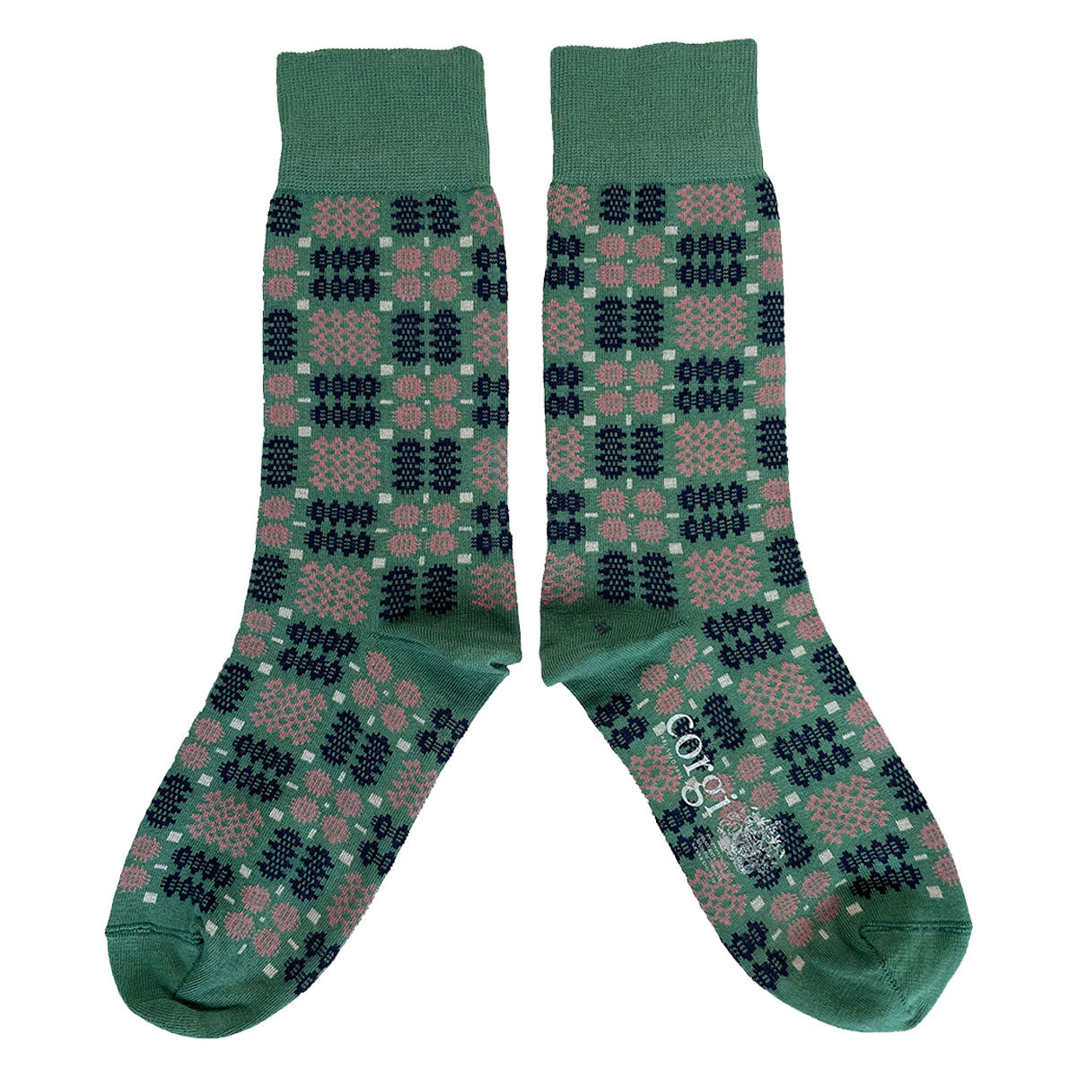 Socks - Mabli Carthen / Welsh Tapestry - Adults Unisex - Wicked Green