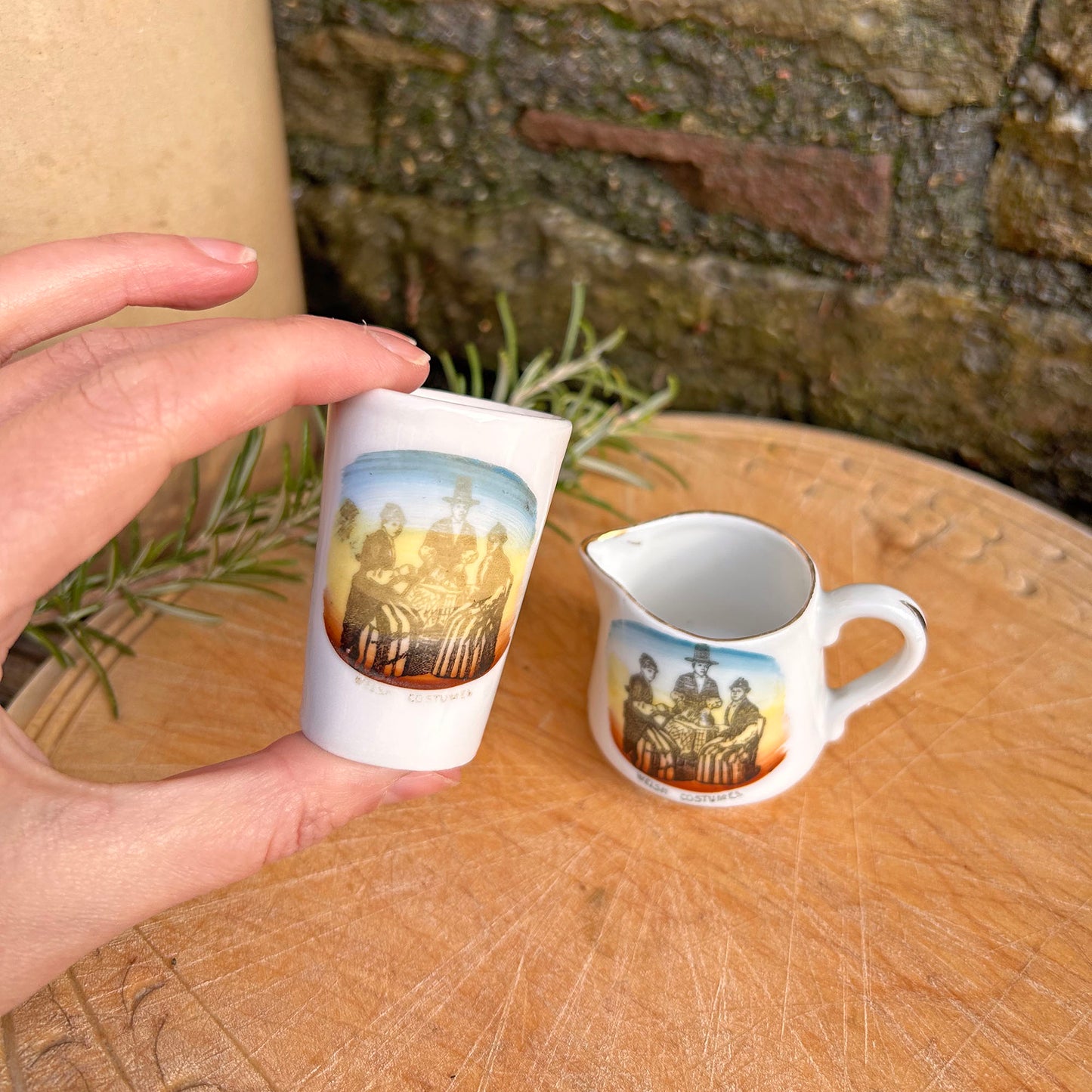 Miniature Jug & Pot Set - Welsh Costumes - Antique Souvenir (Preloved)