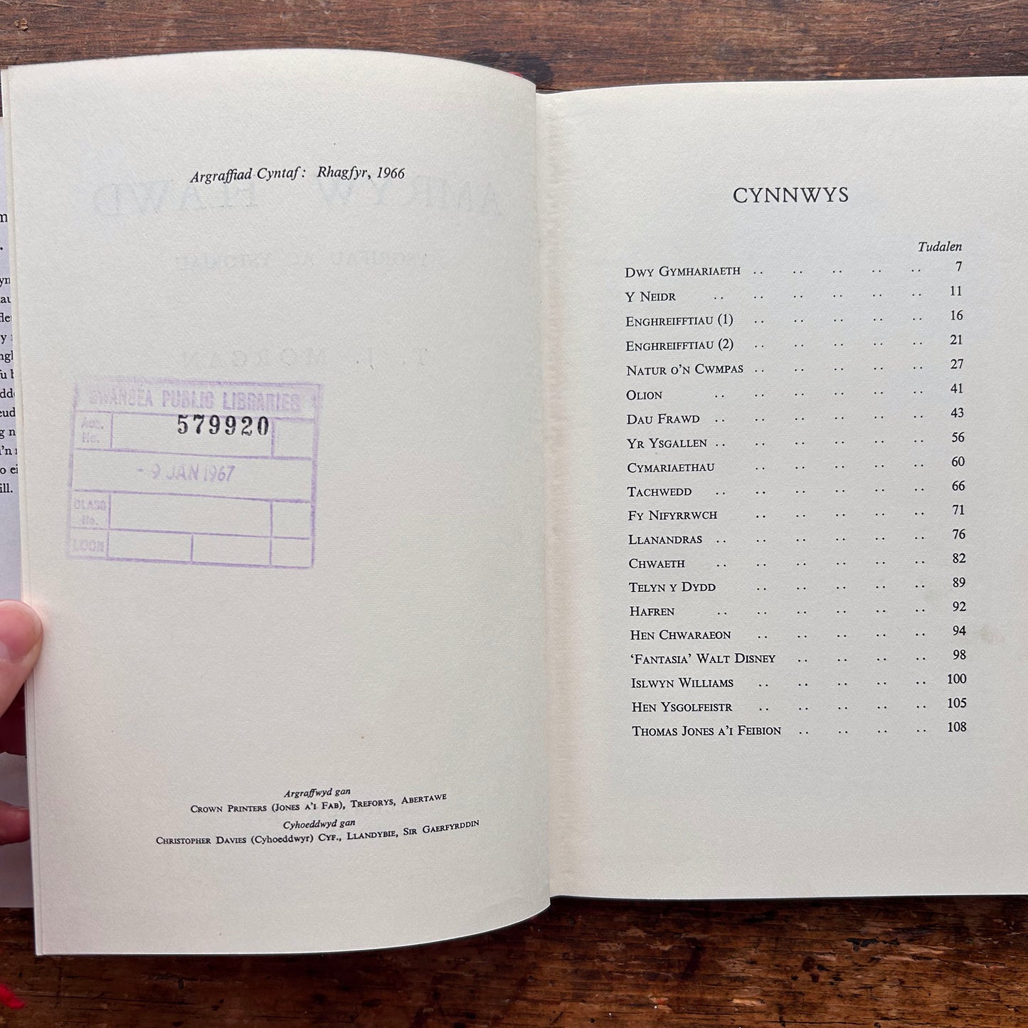 Amryw Flawd - Ysgrifau ac Ystoriau - T. J. Morgan - 1966 1st edition (Preloved)