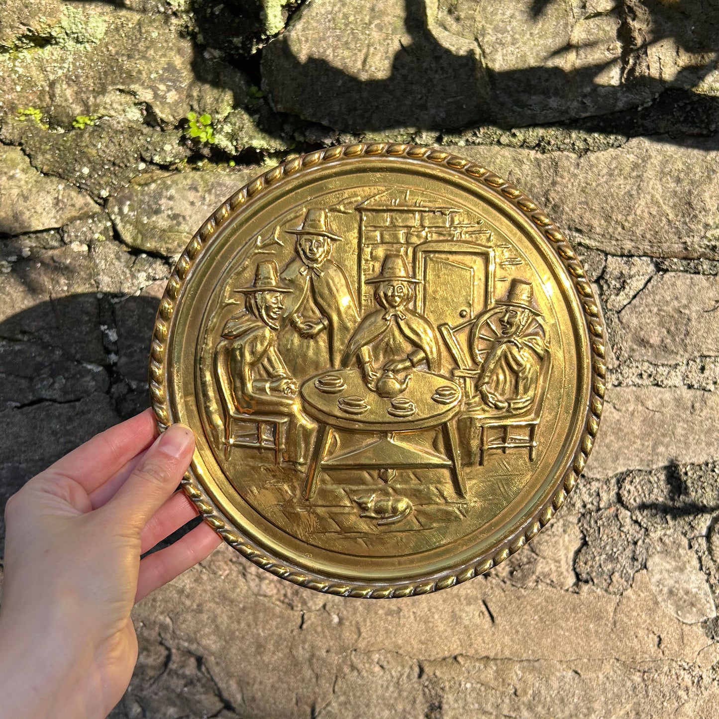 Brass Plaque - Welsh Ladies - Tea Party - Vintage (Preloved)