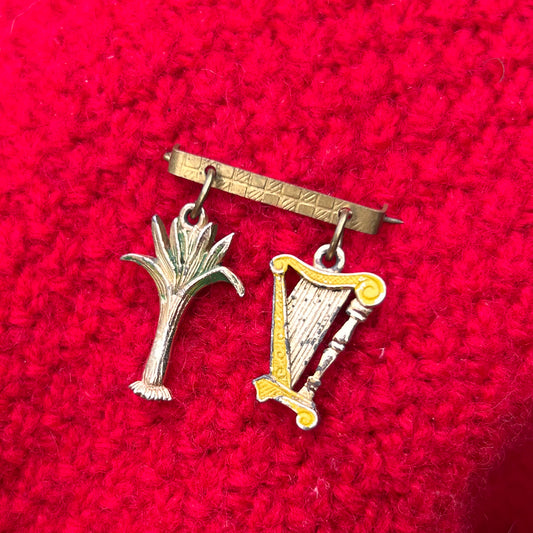 Brooch - Vintage - Welsh Harp and Leek (Preloved)